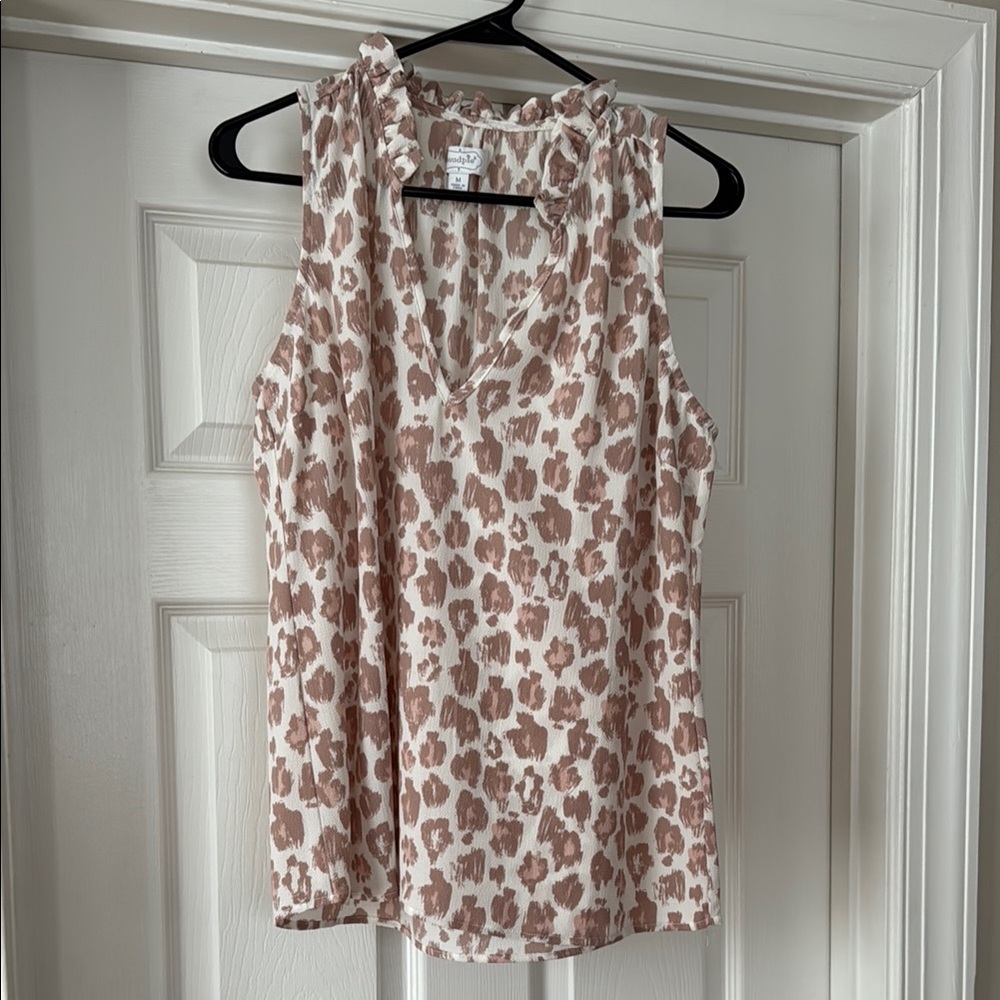 Women's Sleeveless Top in Brown and Cream